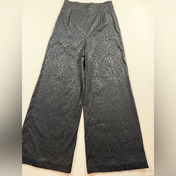 Free People Pants - Free People Black Textured Jacquard High Rise Wide Leg Pants Size 12 Whimsigoth